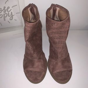 Suede Open Toed Booties